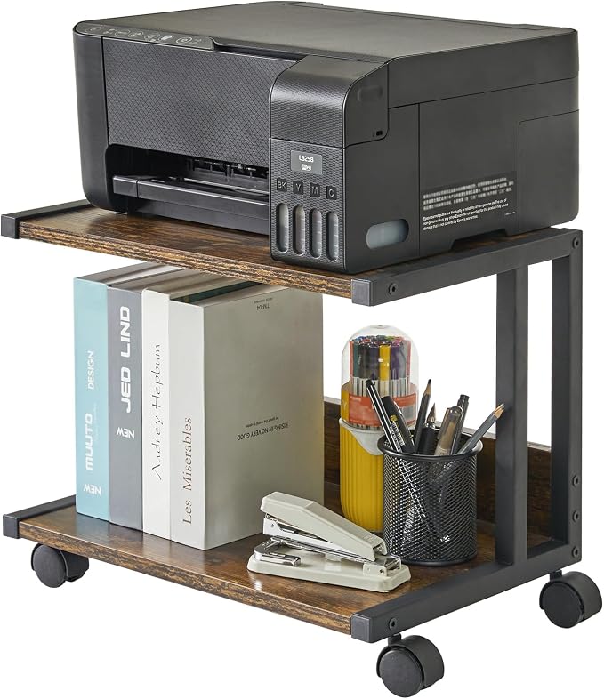 IBUYKE Under Desk Printer Stand, 2 Tier Printer Cart, Mobile Home Desktop by IBUYKE