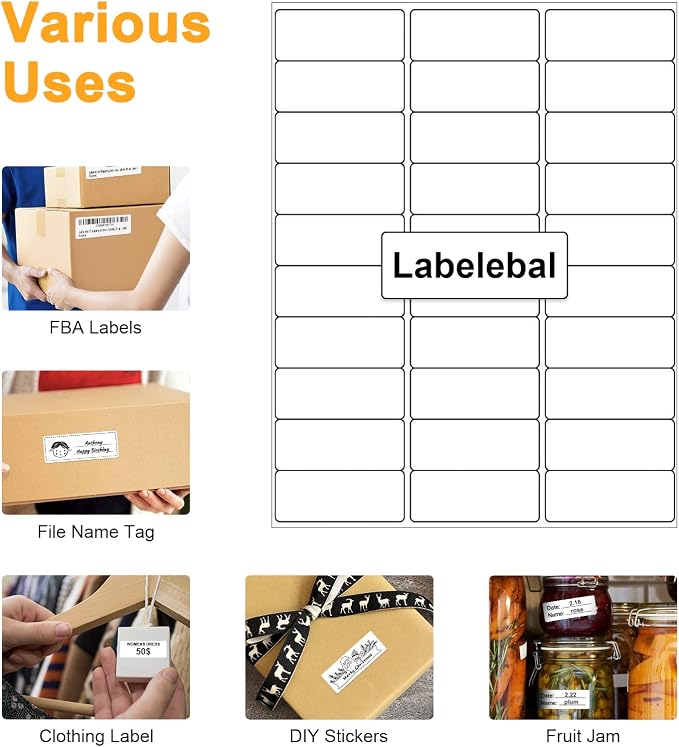 A4 30 Up Shipping Address Labels, 30 Per Page, 30-UP White Shipping Labels - Image 6