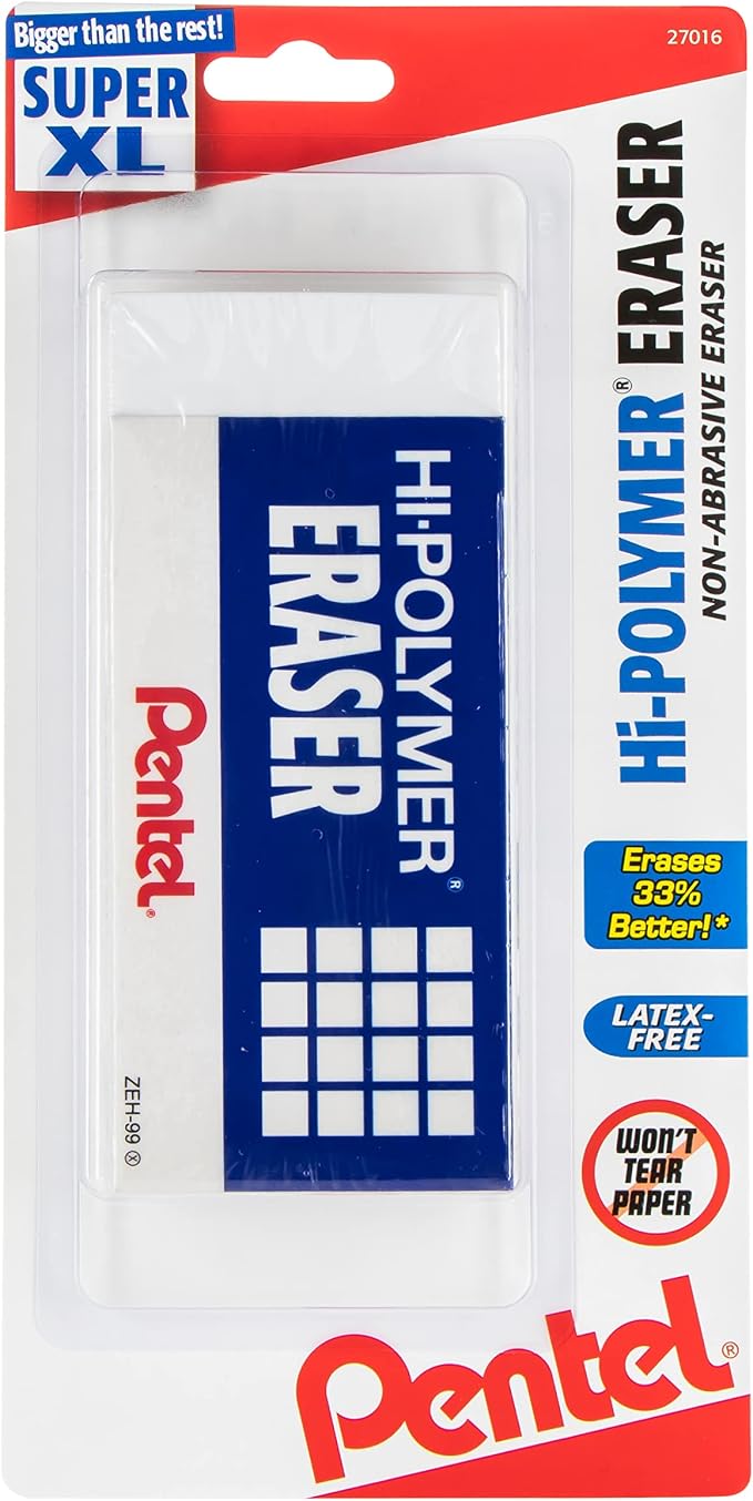 Pentel Hi-Polymer Block Eraser, Super XL White by PentelofAmerica