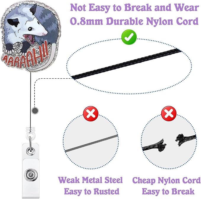 Funny Screaming Opossum Badge Reel Retractable - Image 4