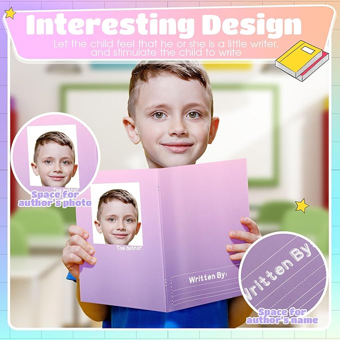 Henoyso 12 Pcs Primary Composition Notebook K-2 9 3/4 x 7 1/2 Inch Primary Journal, Back to School Supplies, Bulk Blank Writing Book for Kid to Write Draw Journal 60 Page Notebooks (Color Gradient)-DeskLoop Office