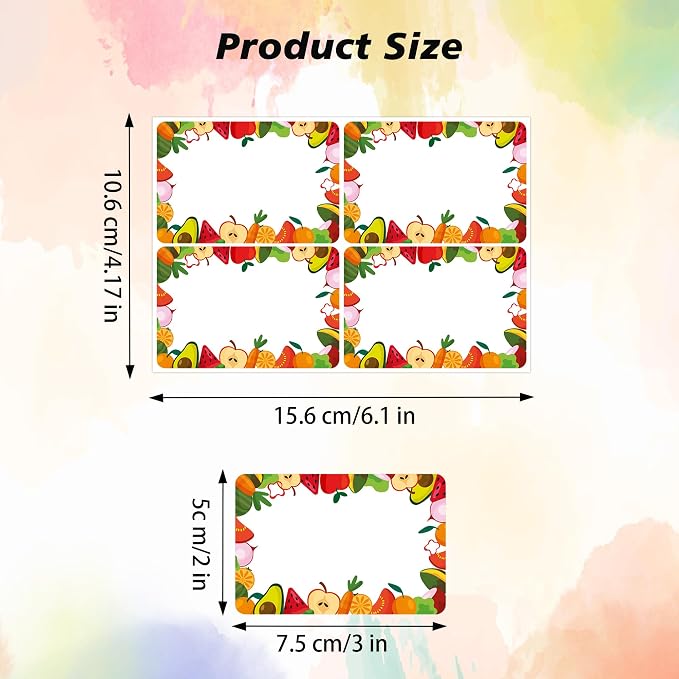 Wonmon 200 PCS Fruit Name Tags Stickers, Self Adhesive Cute Fruits Style Name - Image 2