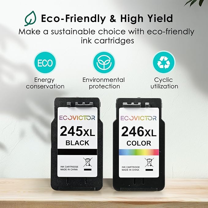 Eco-Friendly Ink Cartridge Replacement for Canon 245XL 246XL Black and Color Combo 2 Pack 245 246 PG-245 CL-246 XL for PIXMA TR4520 TR4522 TR4500 TS3320 MX492 MG2522 MG2920 MG3029 Printer-DeskLoop Office