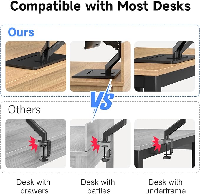 suptek Dual Monitor Mount Gas Spring Monitor Arm Desk Stand with Base,Free Standing Pneumatic Height Adjustable Monitor Stand for 17 to 32 inch,Holds up to 22 lbs,Black(ML8SP)-DeskLoop Office