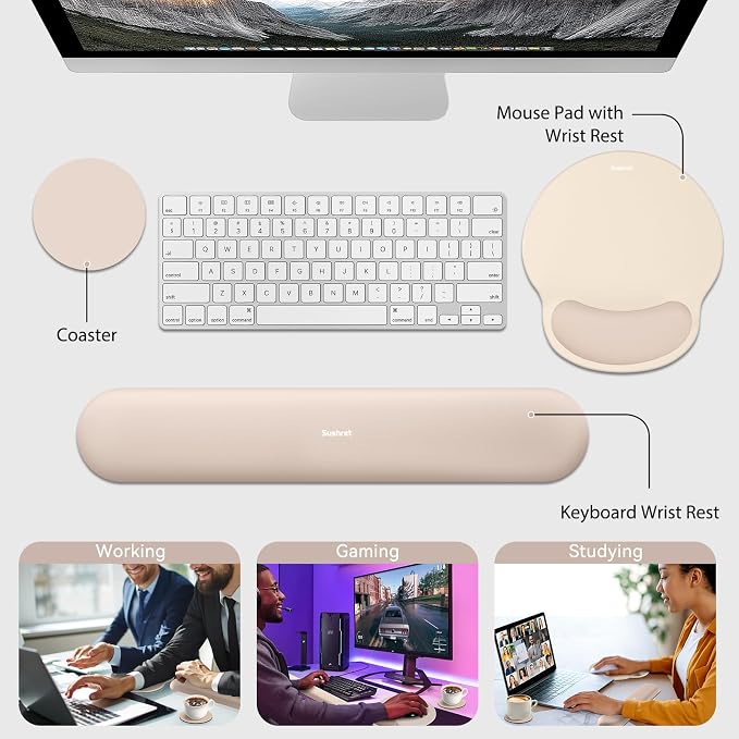 Sushret Mouse Pad and Keyboard Wrist Rest, 3-in-1 Gel Memory Foam Ergonomic - Image 6
