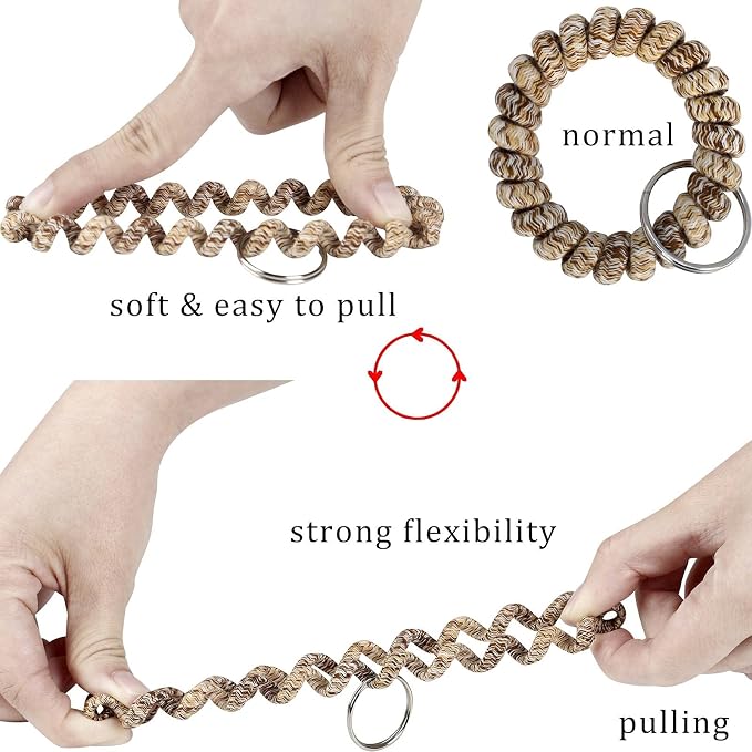 BIHRTC Pack of 6 Keychain Bracelet Wristlet Wrist Key Chain Holder Spring - Image 3