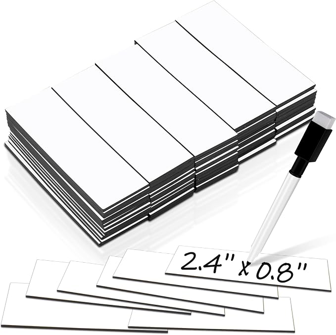 50 Pack Dry Erase Magnetic Labels White Reusable Write On Magnets Sticker by FPMYB