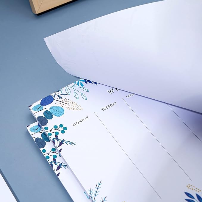 2 Pack Weekly Planner Notepad Tear Off Set of 2 Weekly Calendar Pad 52 Undated To Do List Notepad Desk Planning Pads Productivity Tracker for Work School Home Goals Notes Schedule Ideas, Blue-DeskLoop Office