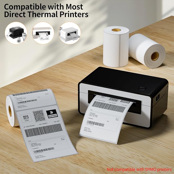 2 Rolls 4" x 6" Direct Thermal Printer Label, 250 Labels/Roll, Total 500 - Image 3