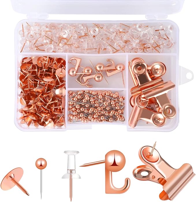 310 Pcs Rose Gold Push Pins Set, Thumb Tacks Decorative Push Pins by BESARME