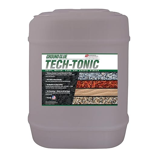 Ground Glue Tech-Tonic Landscape Adhesive for Rock, Mulch, and Sand, Weatherproof Long-Lasting Stabilizer for Trails & Slopes, Pet-Safe Binder for Pea Gravel, Bark & Flower Beds, 5 Gallon Tote-DeskLoop Office