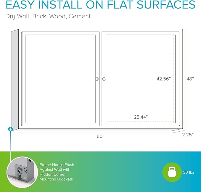 Ghent 48"x60" 2-Door Outdoor Enclosed Vinyl Bulletin Board, Shatter Resistant, with Lock, Satin Aluminum Frame - Ivory (PA24860VX-185), Made in the USA-DeskLoop Office
