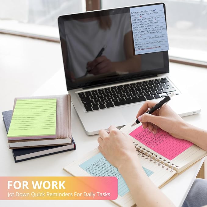 Lined Sticky Notes, 24 Pads, 4x6 Inches, Large Sticky Notes - Image 3