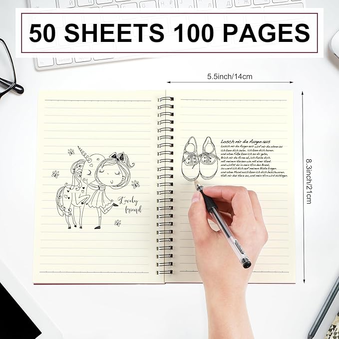 Yahenda 18 Pcs Spiral Notebook Bulk A5 Journal Lined 8.3'' x 5.5'' Writing Composition Paper Small Notepad Subject Notebook for Students Office Business Back to School Supplies (Wine Red)-DeskLoop Office