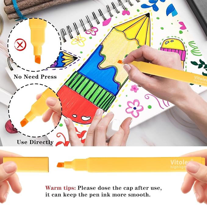 Piochoo Aesthetic Highlighters, 8 Pack Marker Pens, Cute Pastel Highlighte - Image 4