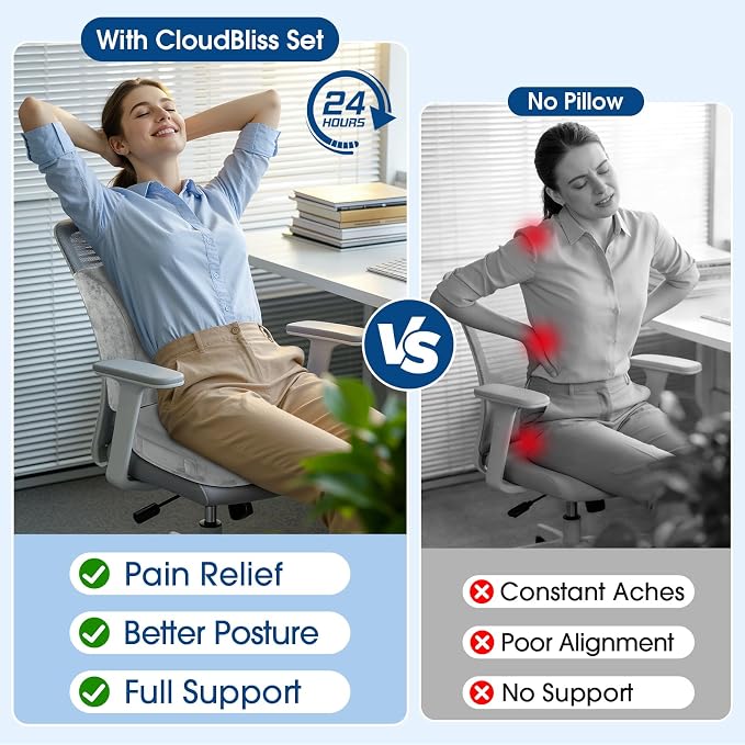 CloudBliss Lumbar Support Pillow & Seat Cushion Set - Image 8