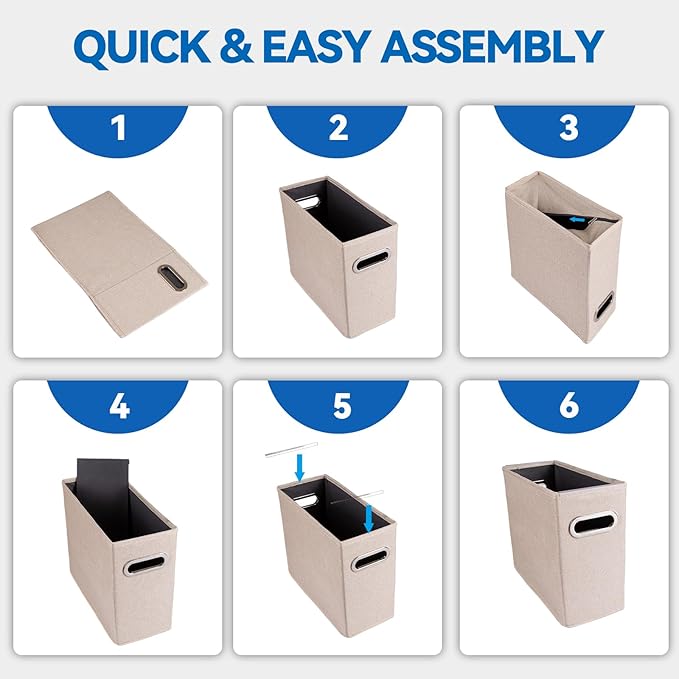 6 Pack Letter Size File Storage Box Collapsible，Fabric Hanging File Folders - Image 6