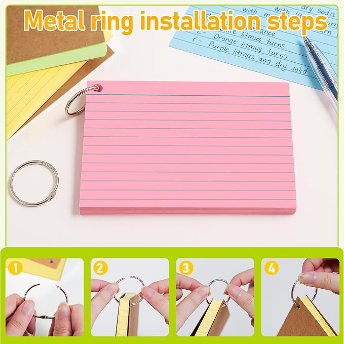 4x6 Inches Index Cards, Lined on Both Side Notecards Ruled Study Card - Image 3
