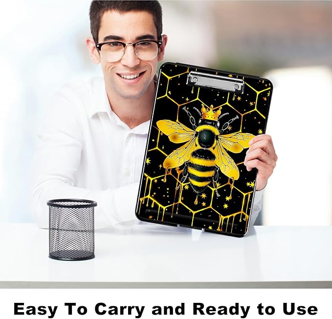 Bee Black Background A4 Clipboard - Image 6
