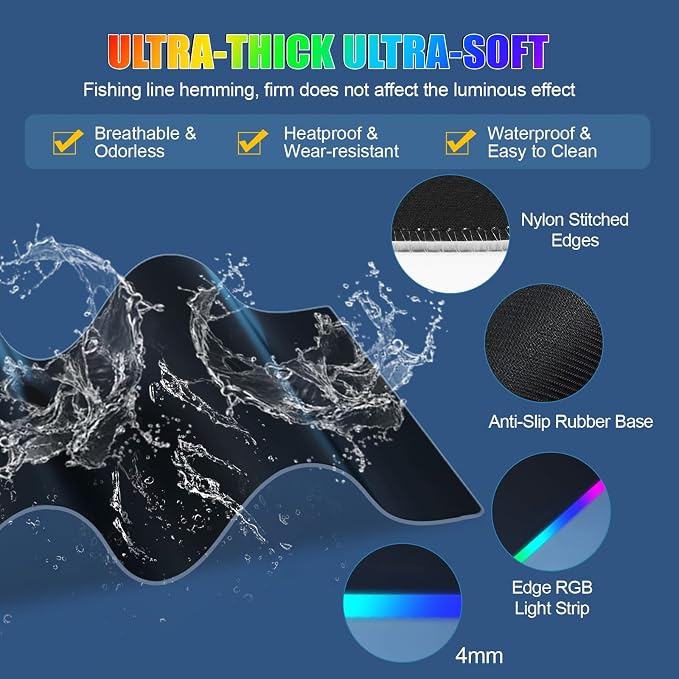 RGB Mouse Pad with Foldable Phone Stand & Wireless Charger, 31.5"x11.8" XL - Image 6