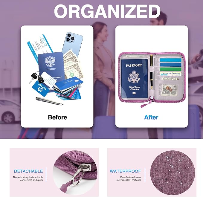 Passport Holder for Travel, Women Rfid Blocking Passport Wallet, Travel - Image 5