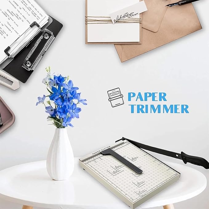 Paper Cutter for Cardstock Heavy Duty 12 inch, 12" Cut Length Guillotine Paper Trimmer for Cardstock Metal Base, 12 Sheets Capacity, for Home Office Classroom School-DeskLoop Office