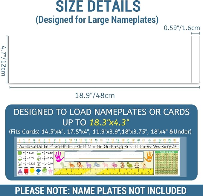 40 PCS Nameplate Pocket, 18.9" x 4.7" Adhesive Desk Name Tag Sleeves Easy - Image 2