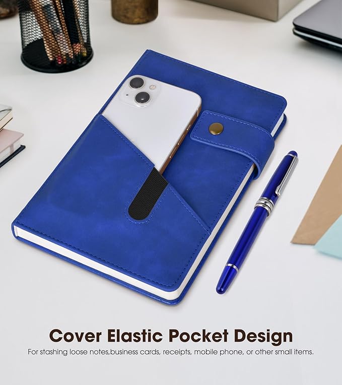 A5 Lined Leather Journal Notebook for Men Women,5.9" X 8.4" Personalized Hardcover Journal with Pen,200 Pages 100 Gsm Thick Ruled Paper Daily Diary for School,Travel,Work,Home,Writing-DeskLoop Office