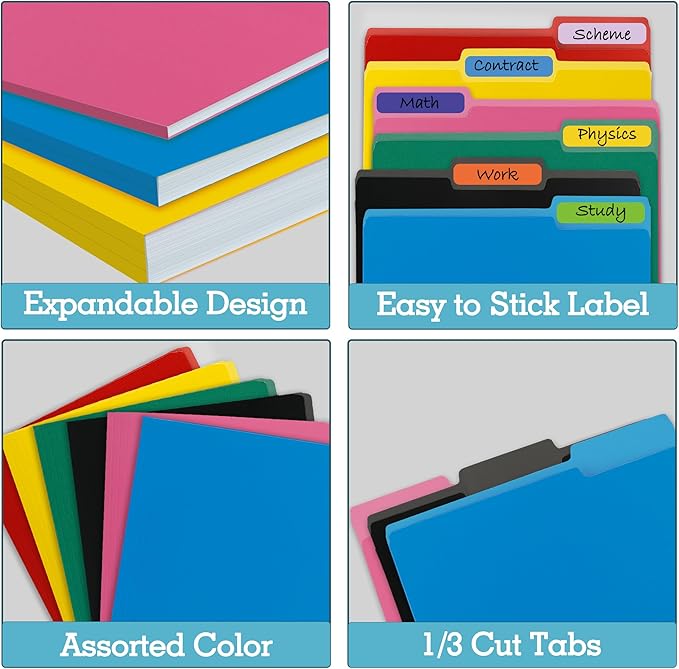 100 Packs Colored File Folders, Two Tone Color File Folder 8.5 x 11 Inch - Image 4