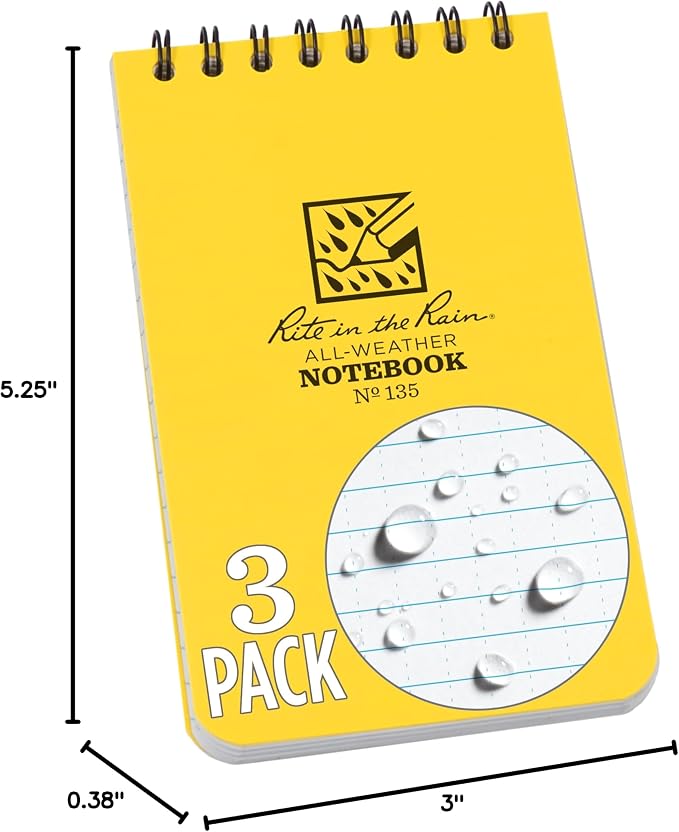 Rite in the Rain Weatherproof Top Spiral Notebook, Universal Pattern, 3 Pack | - Image 9