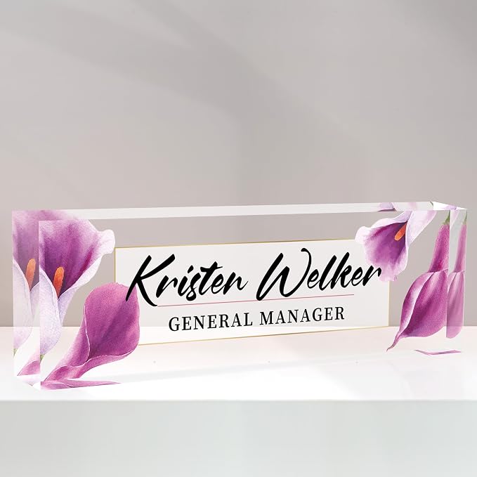 Personalized Name Plate for Desk Custom Acrylic Desk Name Plate Custom Employee by AZUFEMOS
