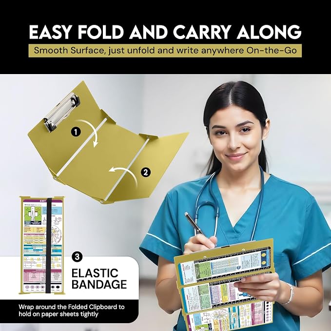 Nursing Clipboard EMT Edition 3 Layers Aluminum Foldable Nurse Clip Board - Image 4