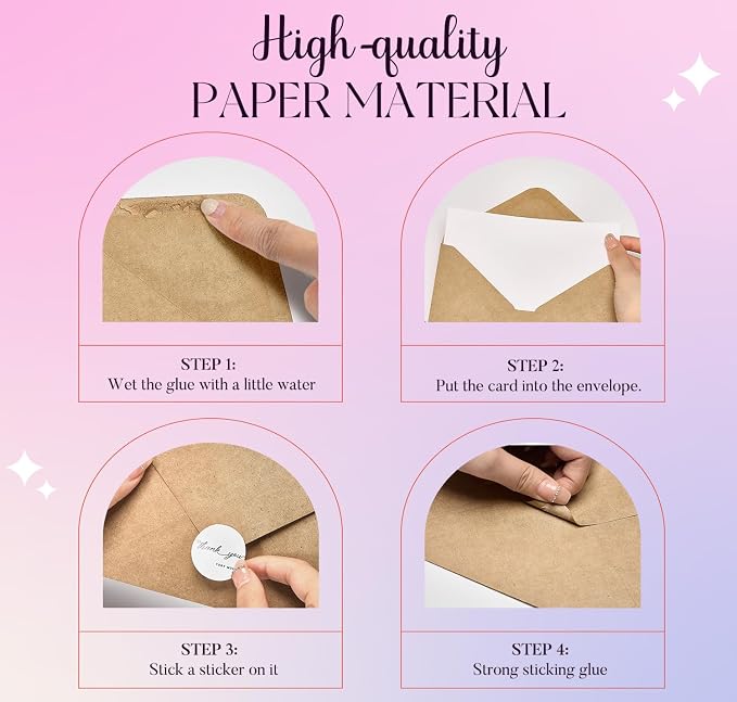 ACSTEP 100PACK Kraft 5X7 Envelopes, Invitations, Greeting Cards Mailing - Image 4