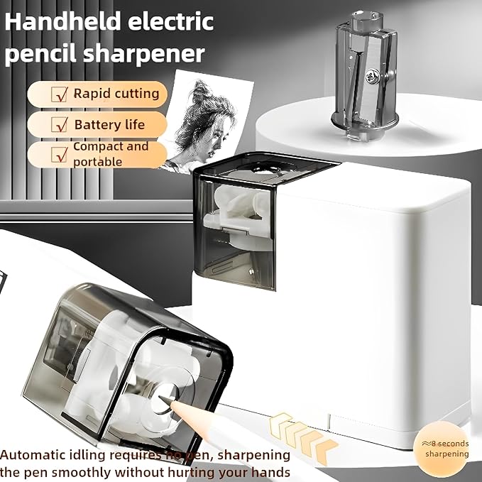 Electric Pencil Sharpener with Battery, Battery Powered, - Image 5
