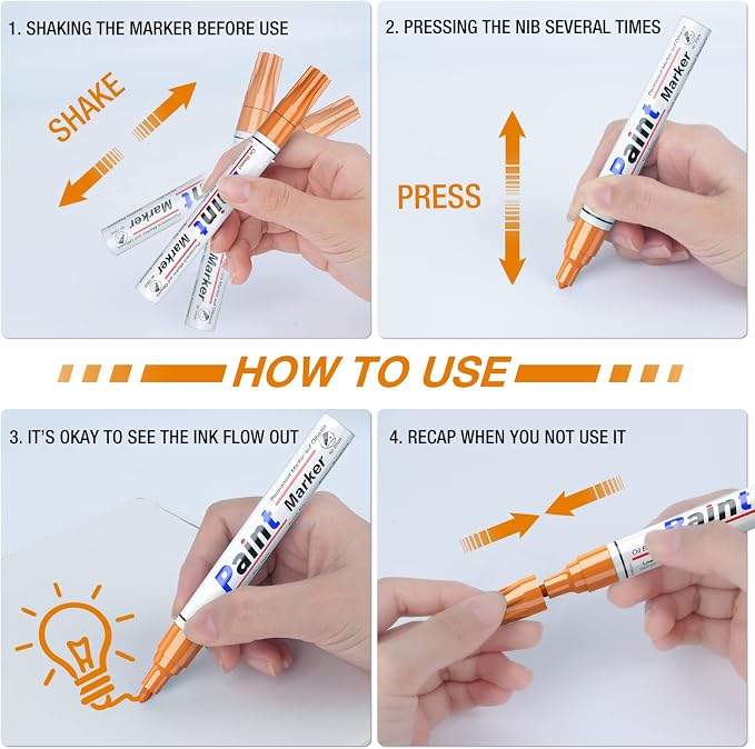 Orange Paint Pen Permanent Paint Markers - Image 7