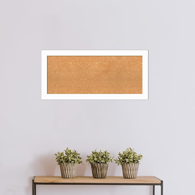 Amanti Art Natural Cork Board for Wall, 17x37 Vision Board with White Frame, Medium Corkboard Office Decor for Home Organization, Casual Corkboard Pinboard to Display Items for Home Organization in-DeskLoop Office