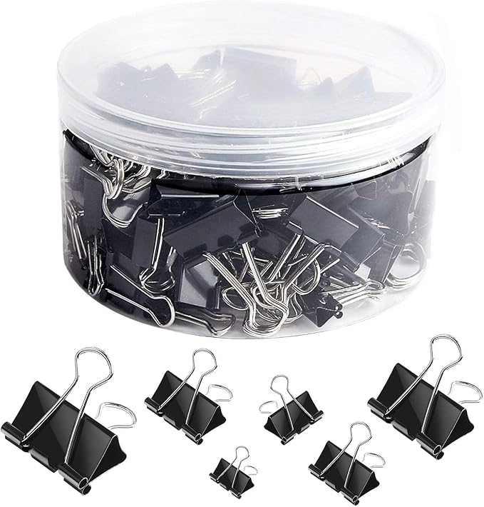 SANNIX 110 PCS Binder Clips Assorted Sizes, X Large, Large, Medium, Small, Mini and Micro, Binder Clips Paper Clamps for Office Home School-DeskLoop Office