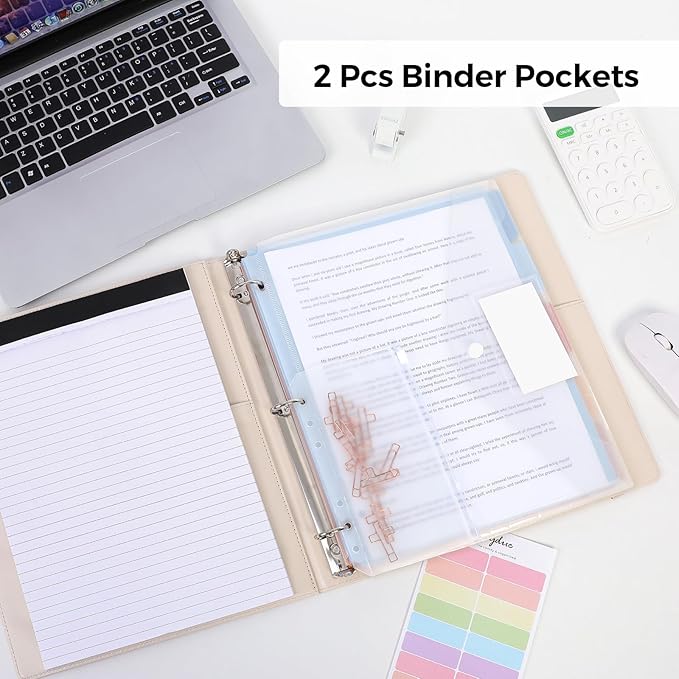 SKYDUE 3 Ring Binder with Clipboard, 1 Inch Binder, 13.2" × 10.2" PU Clipboard - Image 2