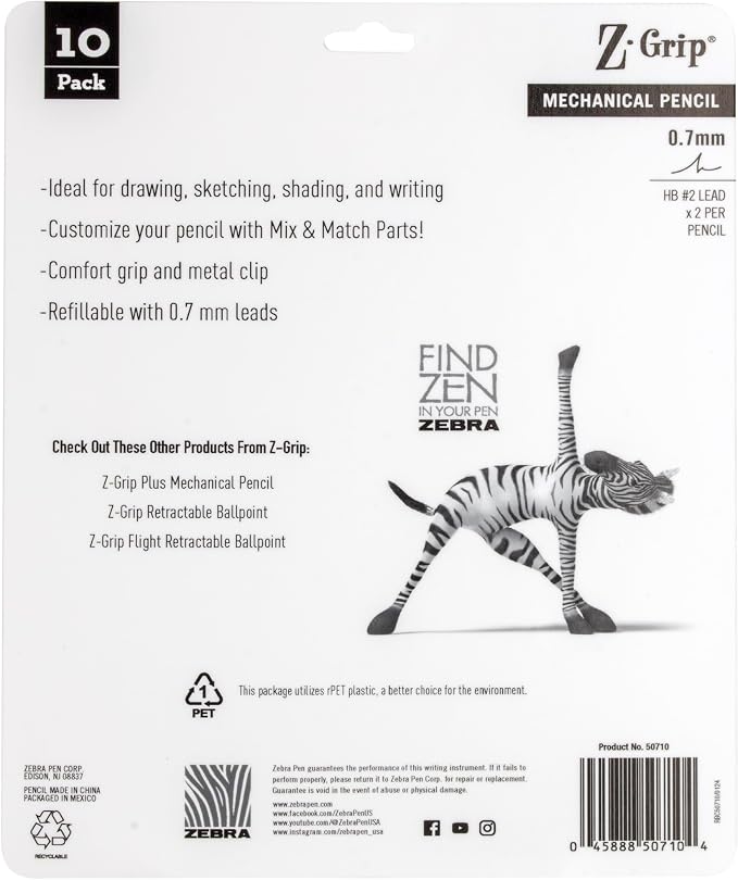 Zebra Pen, Z-Grip Mechanical Pencil, Smooth Writing, Latex-Free Grip, 0.7mm Lead - Image 2