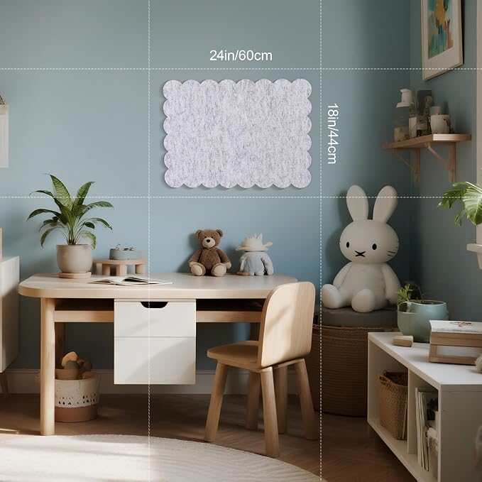 Lightomorrow Scalloped Bulletin Board, 24 x 18 Inches Felt Pin Board - Image 2