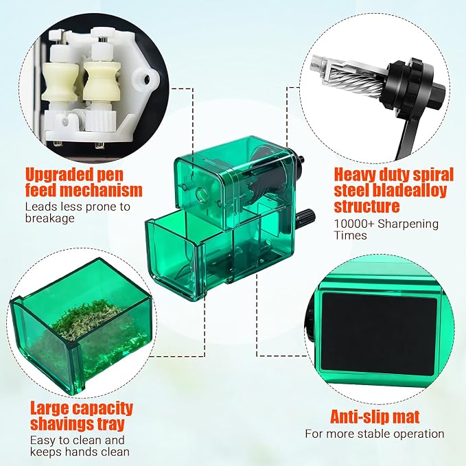 Manual Pencil Sharpener, Labor-Saving Hand Crank Automatic Pen Entry, - Image 5