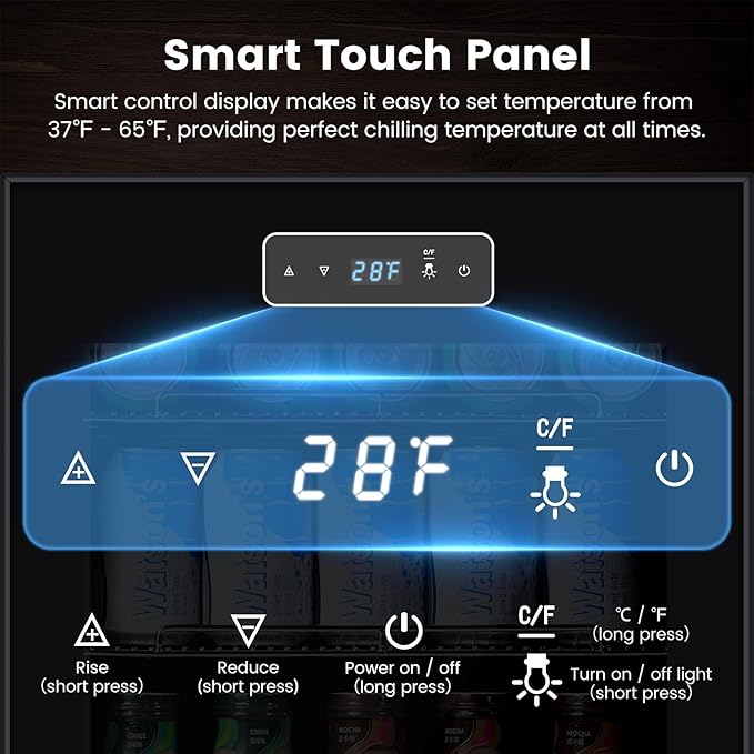 17 Inch Black Beverage Refrigerator Cooler, 96 Cans Mini Fridge with Glass Door&Lock, Beer Fridge for Soda Water or Wine, Drink Refrigerator for Home Office Bar Bedroom-DeskLoop Office