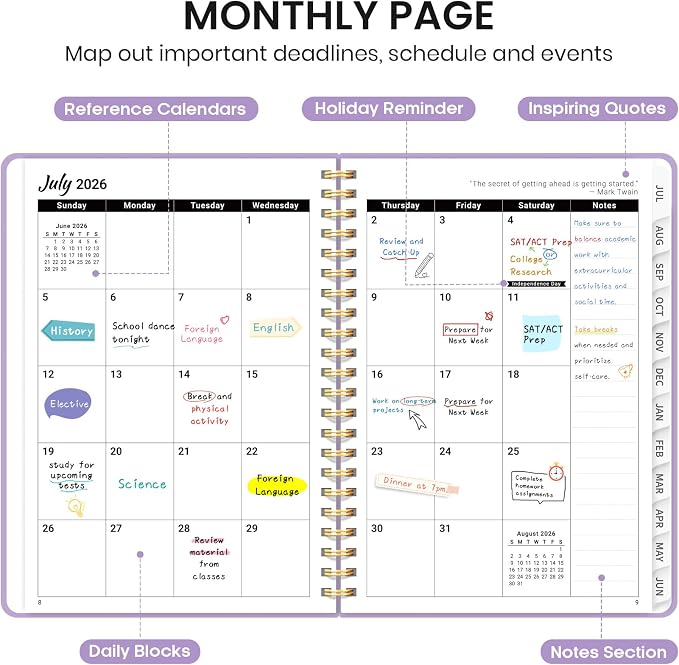 Planner 2026-2027 for Women & Men, Academic Monthly and Weekly Calendar Planner - Image 2