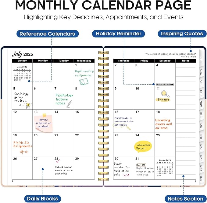 Planner 2026-2027, Academic Year Monthly and Weekly Calendar Planner, Jul 2026 - Image 2