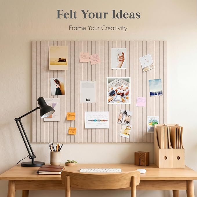Lifewit Felt Slatted Bulletin Board, 6 Pack Self-Adhesive Panel, Cork Board - Image 2