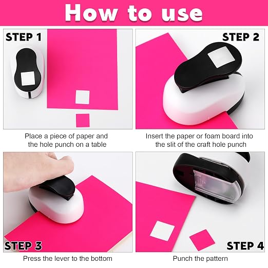 CHENGU 3 Pack Square Craft Hole Punch Corner to Corner 2, 1 and 5/8 Inch Punch - Image 4