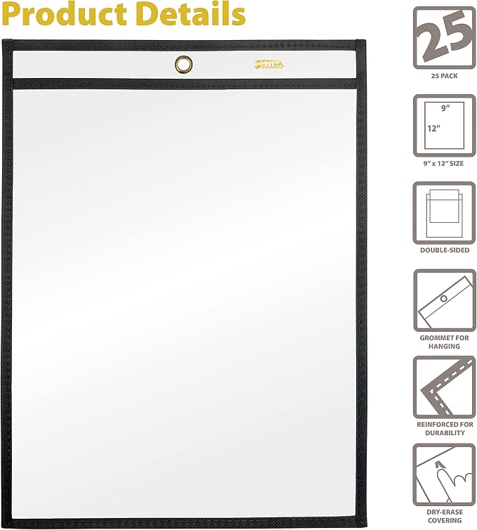 Better Office Products Shop Ticket Holders, 9 x 12 Inches, Both Sides Clear - Image 2