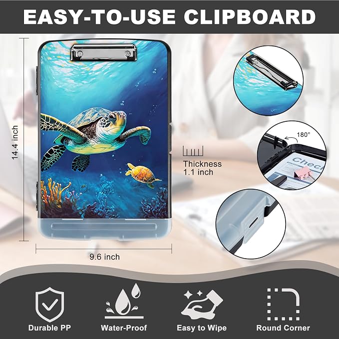 Clipboard with Storage, Heavy Duty Plastic Storage Clipboard with Low Profile - Image 3