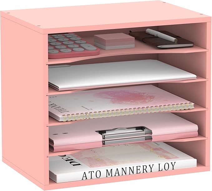 SUPEASY Wood Desk Organizer, 5 Tier Paper File Organizer by SUPEASY