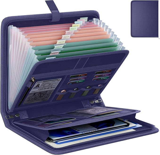 Fireproof Accordion File Organizer, Portable Expanding File Folder by Huolewa